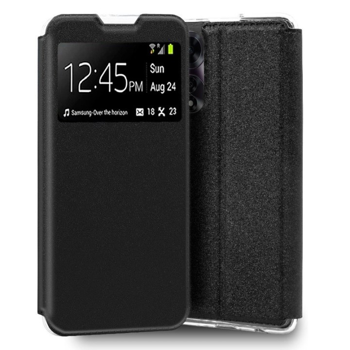 Cool Funda Flip Cover Liso Negro para Oppo A60
