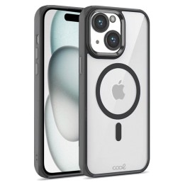 Cool Funda Magnética Transparente con Borde Negro para iPhone 15