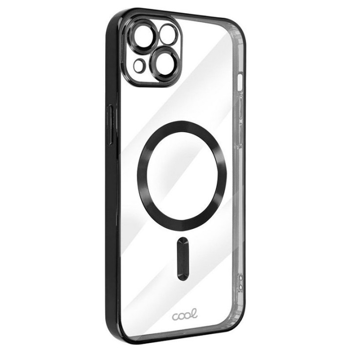 Cool Funda Magnética Transparente con Borde Negro para iPhone 15