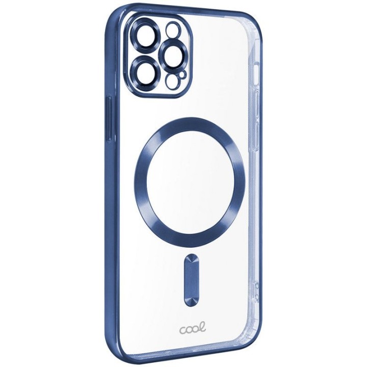 Cool Funda Magnética Transparente con Borde Azul Marino para iPhone 15