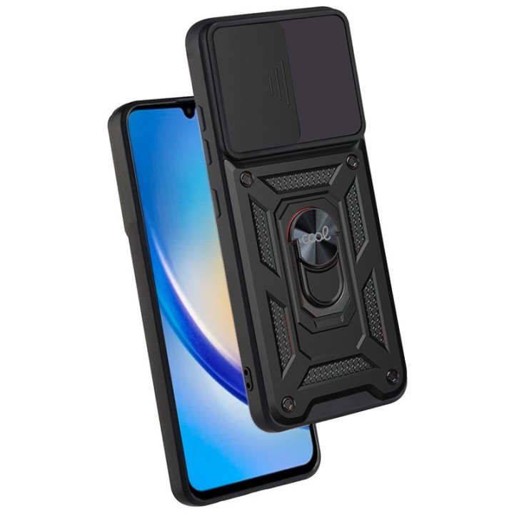 Cool Carcasa AntiShock con Anillo de Sujeción Negro para Samsung A346 Galaxy A34 5G