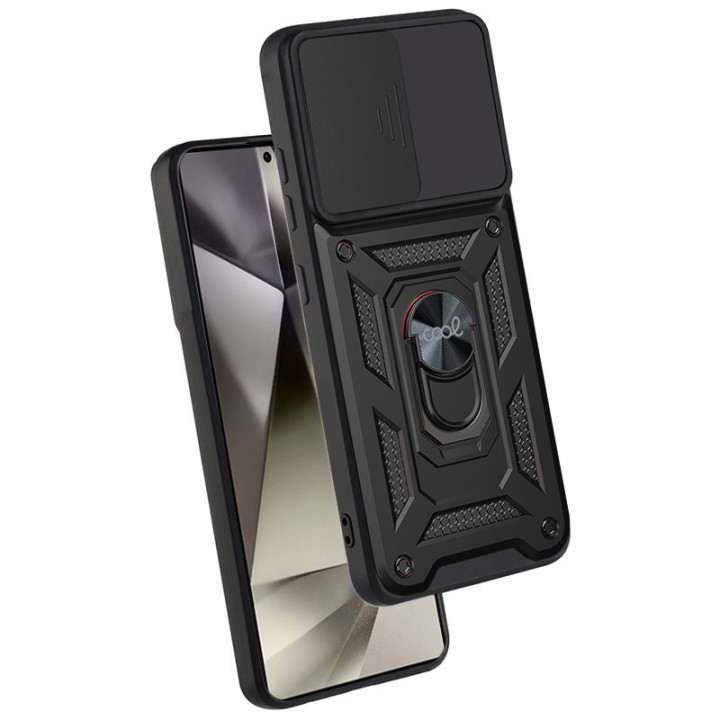 Cool Carcasa AntiShock con Anillo de Sujeción Negro para Samsung S928 Galaxy S24 Ultra