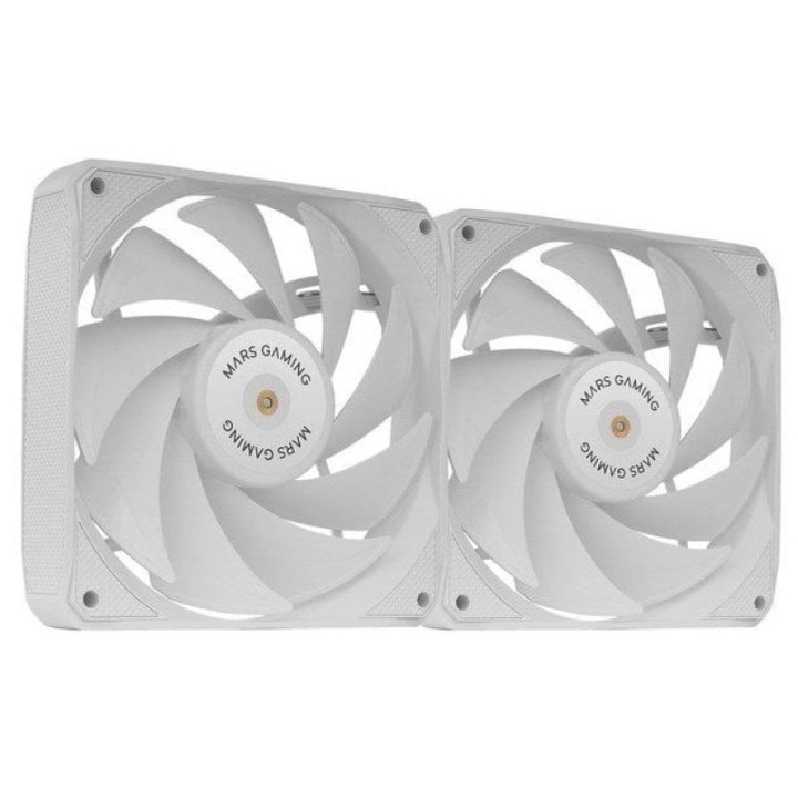 Mars Gaming MF-NCLX2 Kit 2 Ventiladores Ultrasilenciosos FDB 120mm Diseño Aspas Híbridas PWM Blanco