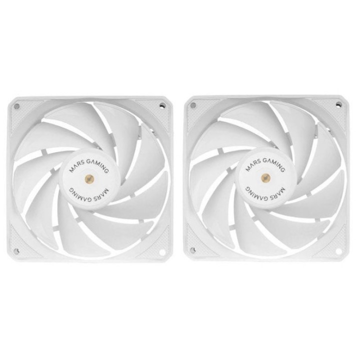 Mars Gaming MF-NCLX2 Kit 2 Ventiladores Ultrasilenciosos FDB 120mm Diseño Aspas Híbridas PWM Blanco