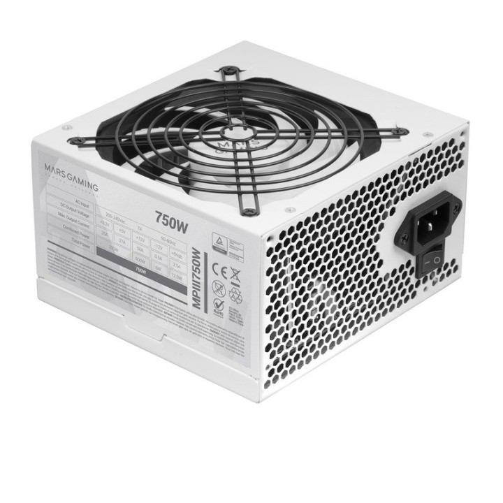 Mars Gaming MPIII750 Fuente Alimentación PC ATX 750W 5 Años Garantía 85% Eficiencia Ai-rpm Blanco