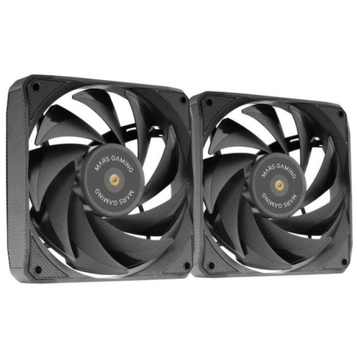Mars Gaming MF-NCLX2 Kit 2 Ventiladores Ultrasilenciosos FDB 120mm Diseño Aspas Híbridas PWM Negro