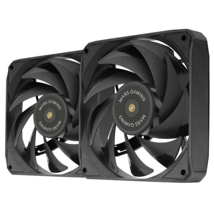 Mars Gaming MF-NCLX2 Kit 2 Ventiladores Ultrasilenciosos FDB 120mm Diseño Aspas Híbridas PWM Negro