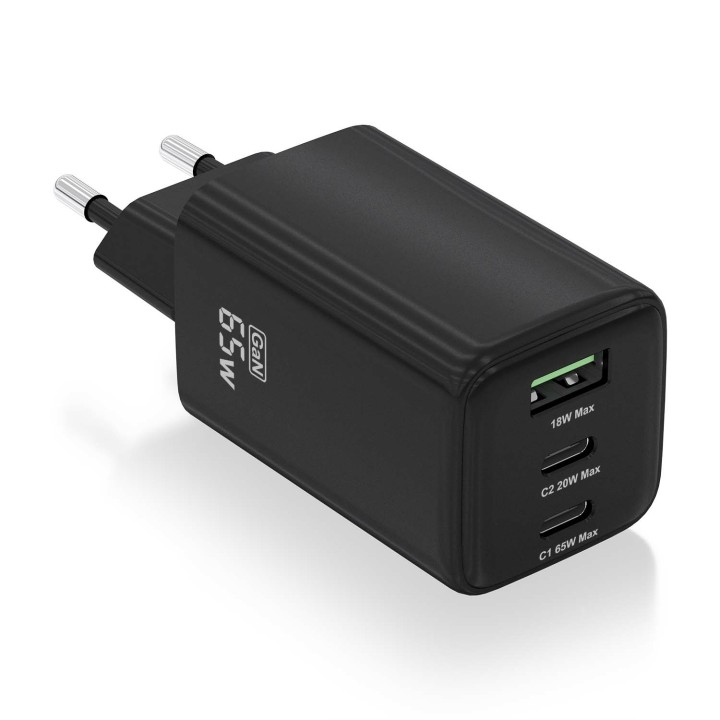 Cargador AISENS USB-A/C 65W Negro (ASCH-65W3P042-BK)