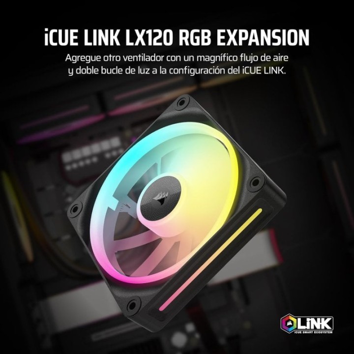 Corsair PWM iCUE LINK LX120 RGB Expansión de Ventilador Único 120 mm