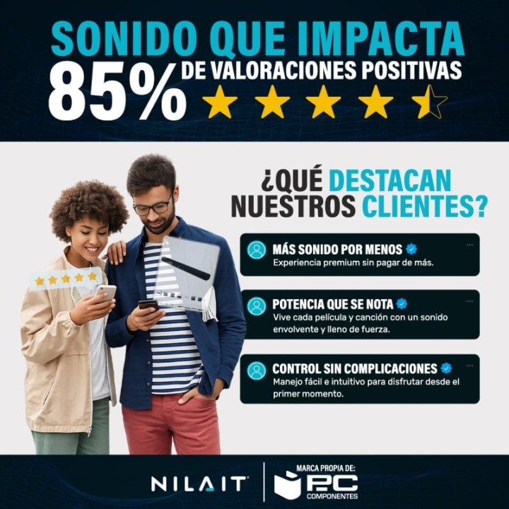 Nilait Harmony Sound bar Barra de sonido con subwoofer 120W Dolby, 2.1