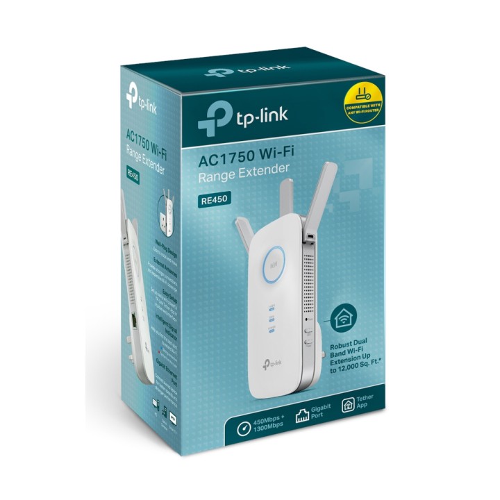 Repetidor TP-Link AC1750 WiFi 5 Ethernet Blanco (RE450)
