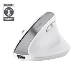 Ratón Vertical Trust Bayo+ Óptico RF BT Blanco (25399)
