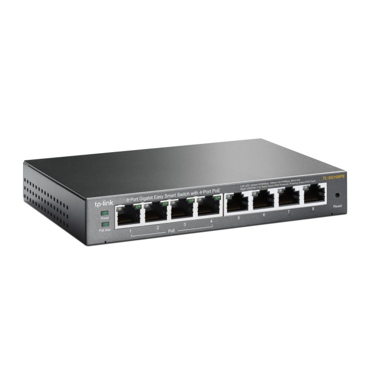 Switch TP-Link 8xRJ45 GbE PoE 55W Negro (TL-SG108PE)