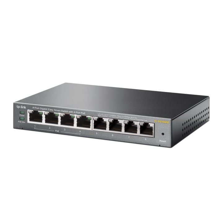 Switch TP-Link 8xRJ45 GbE PoE 55W Negro (TL-SG108PE)
