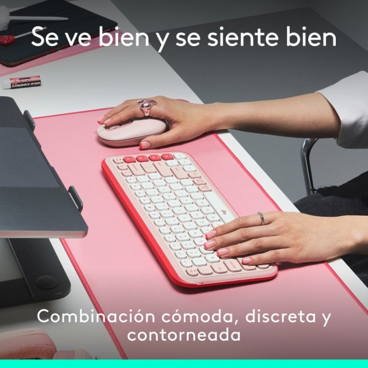 Logitech Pop Icon Combo Pack Teclado + Ratón Inalámbrico Rosa