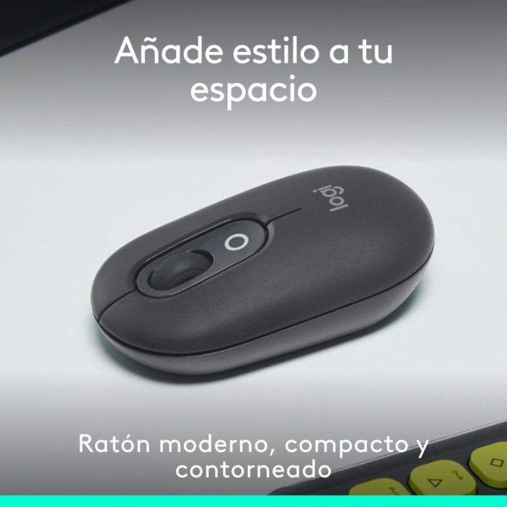 Logitech Pop Mouse Ratón Inalámbrico Compacto con Función de Emojis Personalizables Grafito