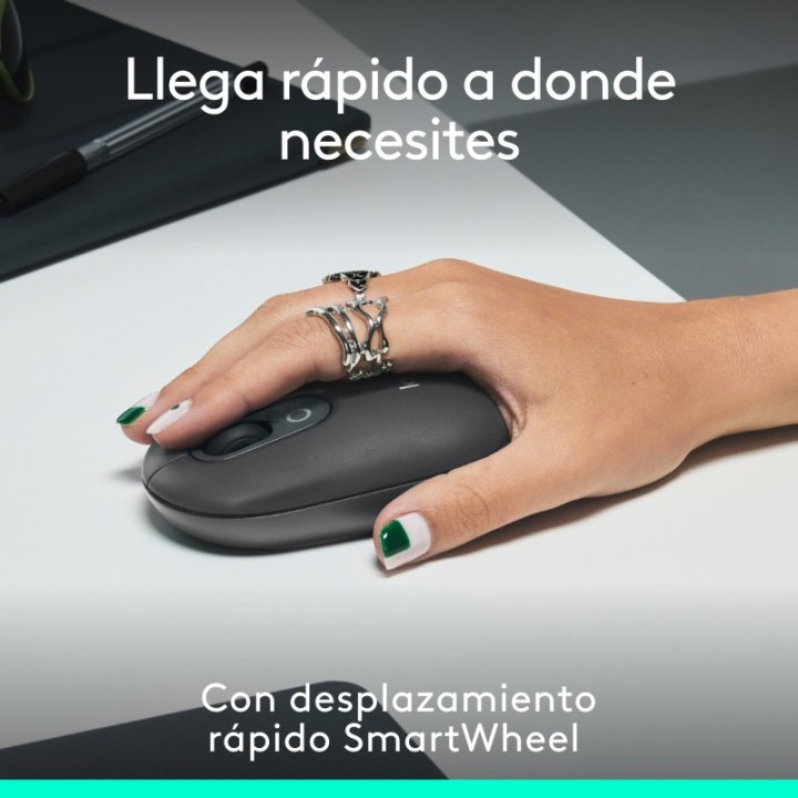 Logitech Pop Mouse Ratón Inalámbrico Compacto con Función de Emojis Personalizables Grafito