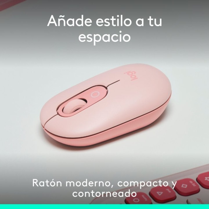 Logitech Pop Mouse Ratón Inalámbrico Compacto con Función de Emojis Personalizables Rosa