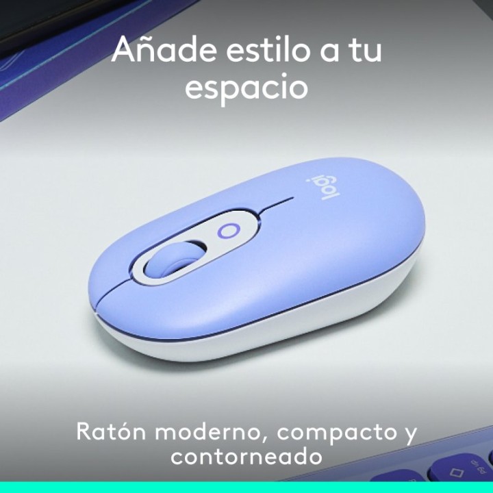 Logitech Pop Mouse Ratón Inalámbrico Compacto con Función de Emojis Personalizables Lila