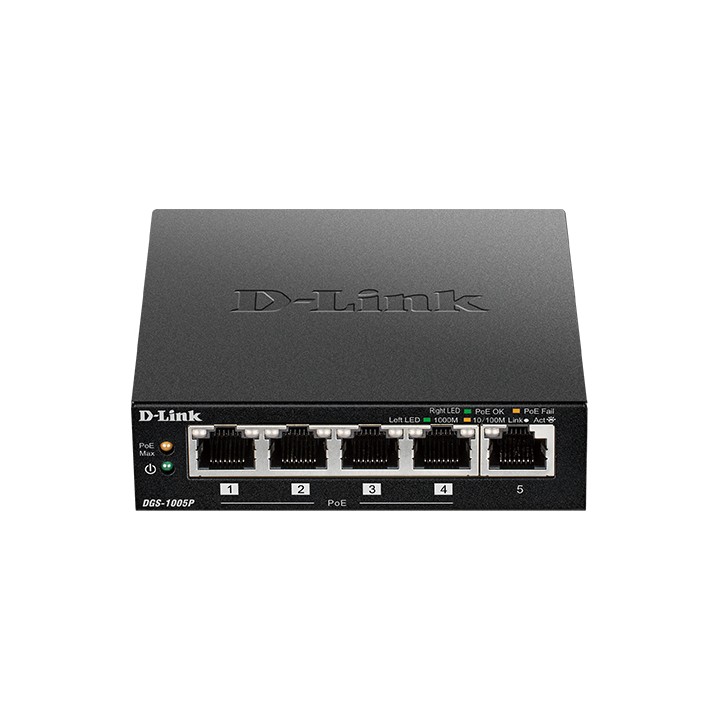 Switch D-Link 5p 10/100/1000 PoE Negro (DGS-1005P)