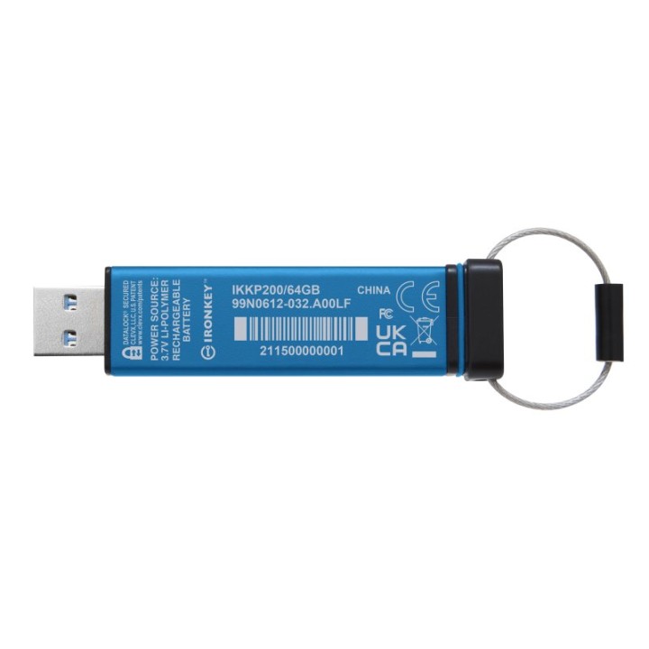 Kingston IronKey Keypad 200 Memoria USB 64GB USB 3.2 Azul