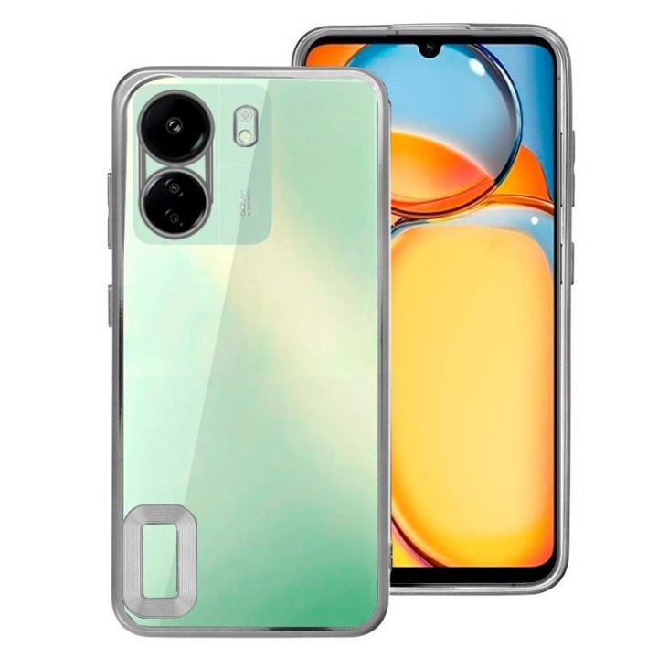 Cool Funda Bumper con Borde Metalizado Plata para Xiaomi Redmi 13C/13C 5G/POCO C65