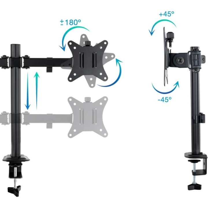 TooQ Soporte de Mesa para 2 Pantallas 17-27" Negro
