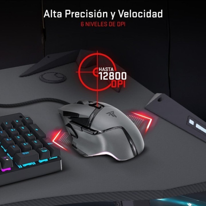 Tempest Phantom Strike Black Edition Ratón Gaming 12.800 DPI Gris