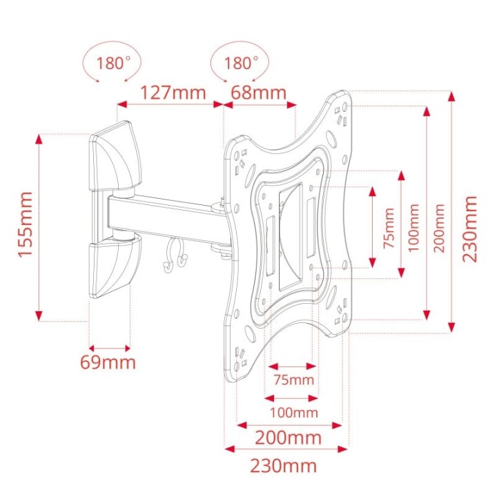 Metronic Soporte TV Pared Inclinable/Orientable/Desplegable VESA 200x200 28" a 42" hasta 20Kg Blanco