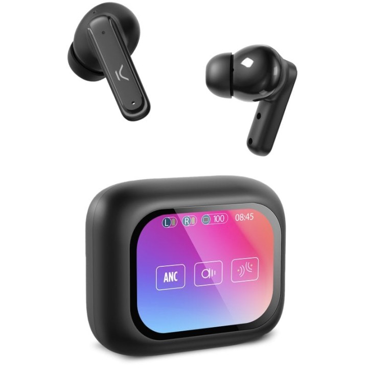 Ksix Vision Auriculares Inalámbricos con ANC y Pantalla TFT 2.01" en Estuche Negros