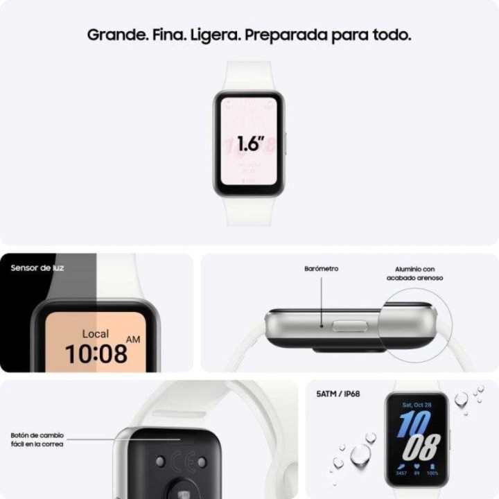 Samsung Galaxy Fit3 Plata Smart Band Batería 13 Días