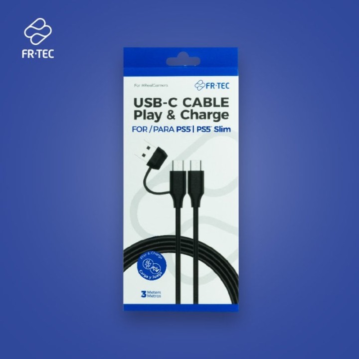 FR-TEC Cable USB-C/USB-A para PS5 Negro