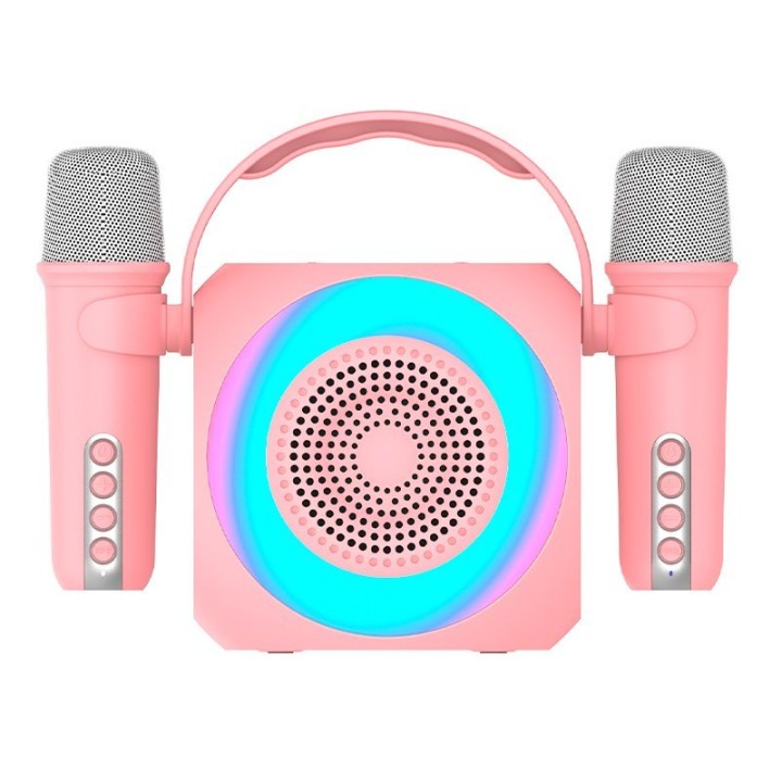Cool Mini Karaoke Party Altavoz Bluetooth Portátil 6W + 2 Micrófonos Rosa