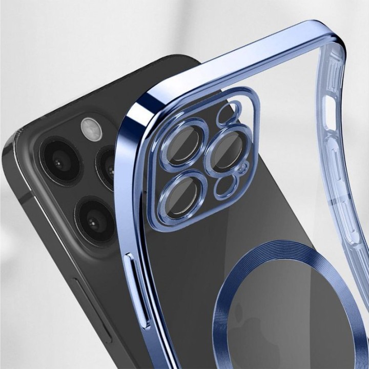 Cool Funda Magnética Transparente con Borde Marino para iPhone 16 Plus