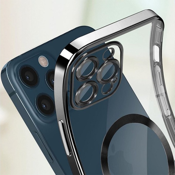 Cool Funda Magnética Transparente con Borde Plata iPhone 16 Plus