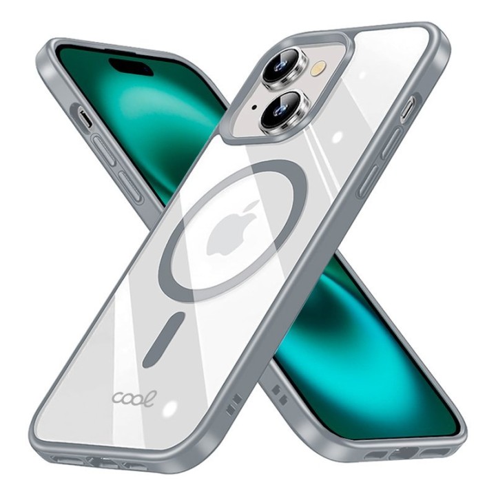 Cool Funda Magnética Transparente con Borde Plata iPhone 16 Plus