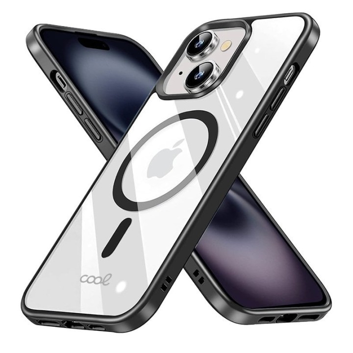 Cool Funda Magnética Transparente con Borde Negro para iPhone 16