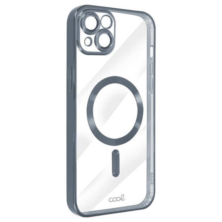 Cool Funda Magnética Transparente con Borde Plata para iPhone 16