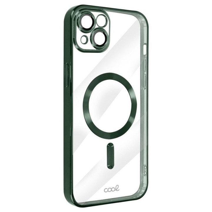 Cool Funda Magnética Transparente con Borde Verde para iPhone 16