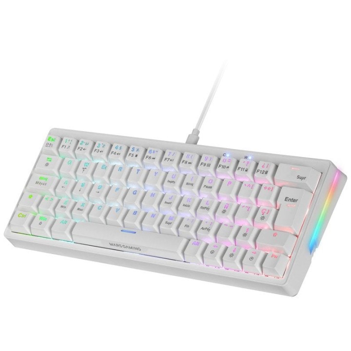 Mars Gaming MKMINIPRO Teclado Mecánico RGB 60% Switch Azul Blanco