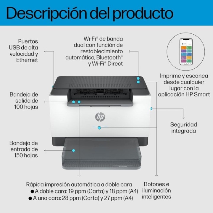 HP LaserJet SFP M207dw Impresora Láser Monocromo WiFi Dúplex