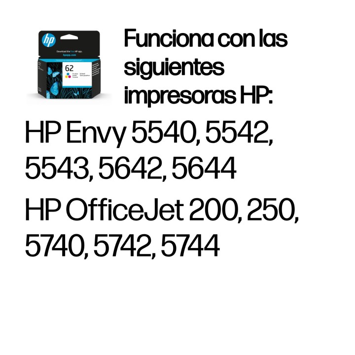 Tinta HP 62 Tricolor 4.5ml 165 páginas (C2P06AE)