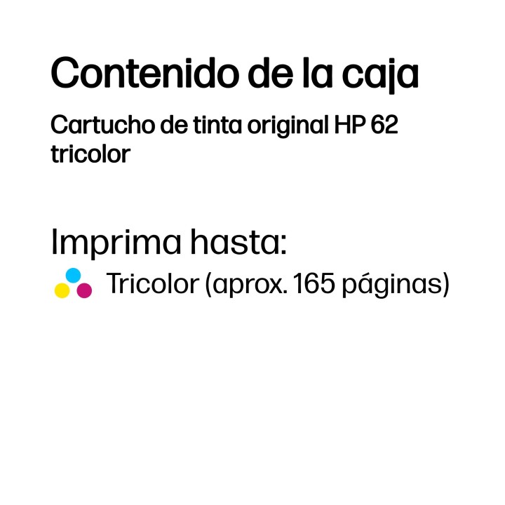 Tinta HP 62 Tricolor 4.5ml 165 páginas (C2P06AE)