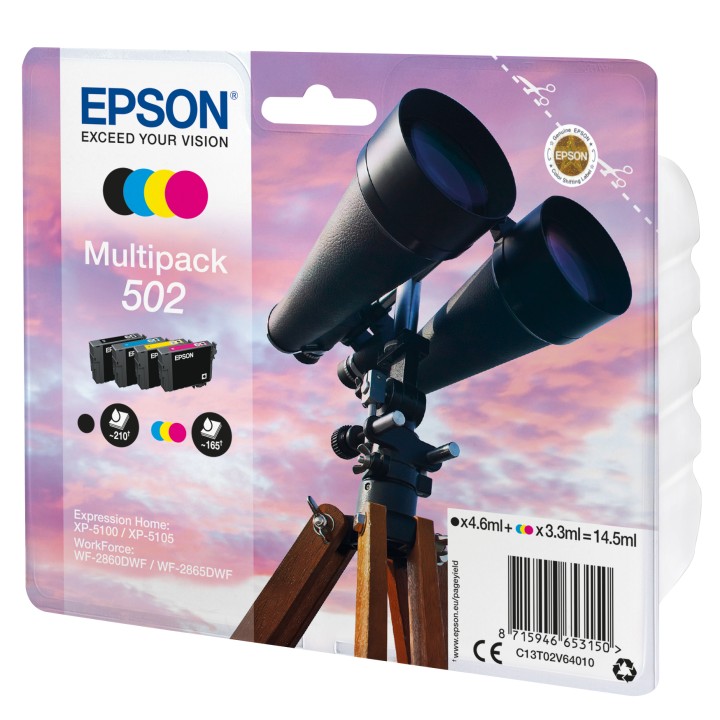 Tinta Epson 502 Pack Negro/Tricolor (C13T02V64010)
