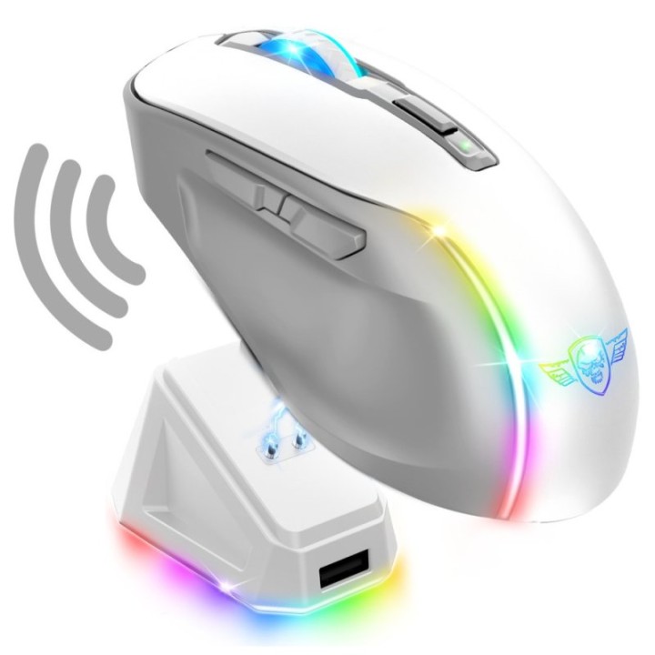 Spirit of Gamer Elite M50 Ratón Gaming Óptico Inalámbrico 8000 DPI Blanco