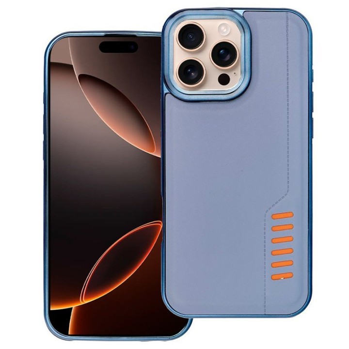 Cool Milano Funda Reforzada de TPU y Polipiel Azul para iPhone 16 Pro Max