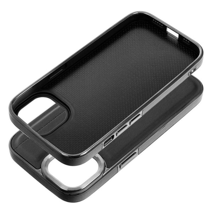 Cool Milano Funda Reforzada de TPU y Polipiel Negra para iPhone 16 Pro