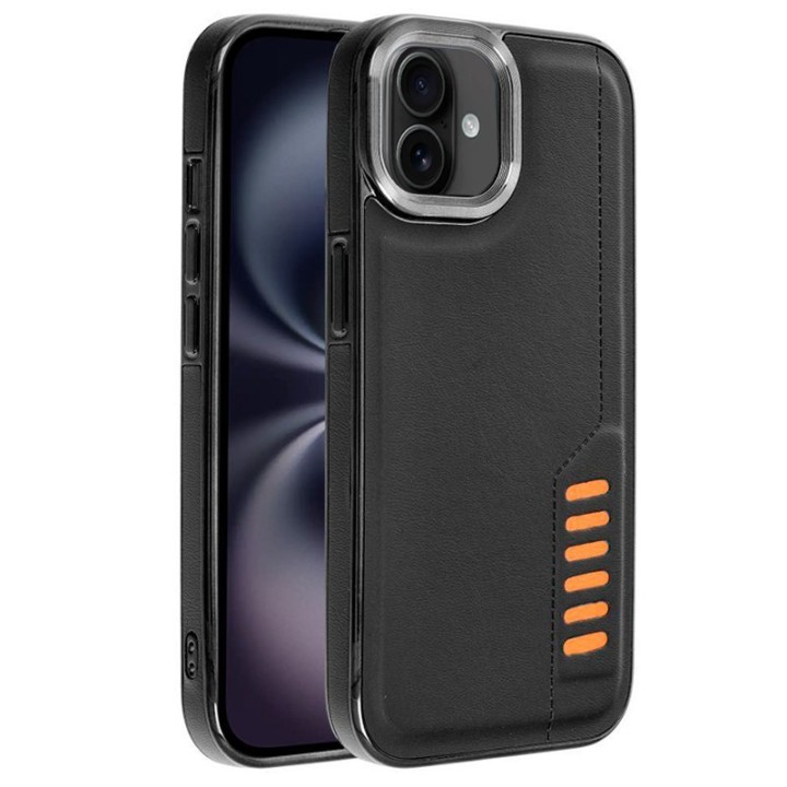Cool Milano Funda Reforzada de TPU y Polipiel Negra para iPhone 16
