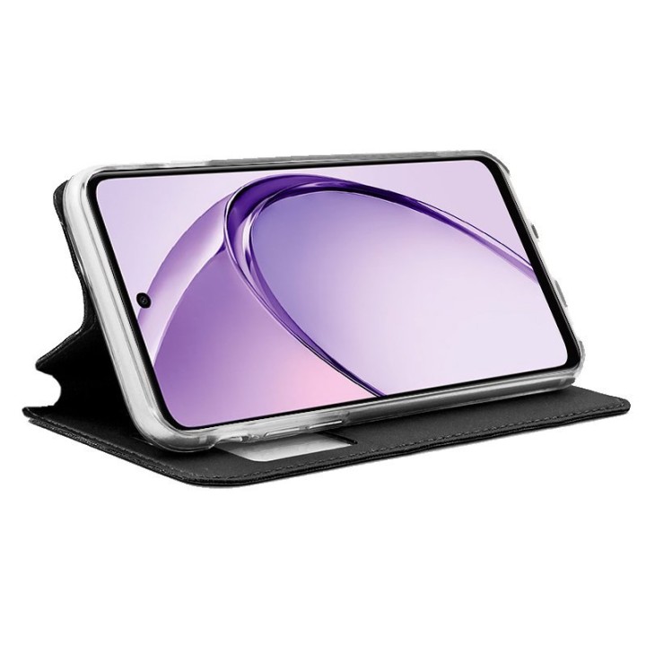 Cool Funda Flip Cover Liso Negro para Oppo A40 / A40m / A60 5G
