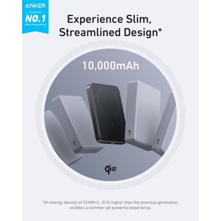 Anker MagGo Powerbank 10000mAh Magnética Qi2 Ultra Slim Negra